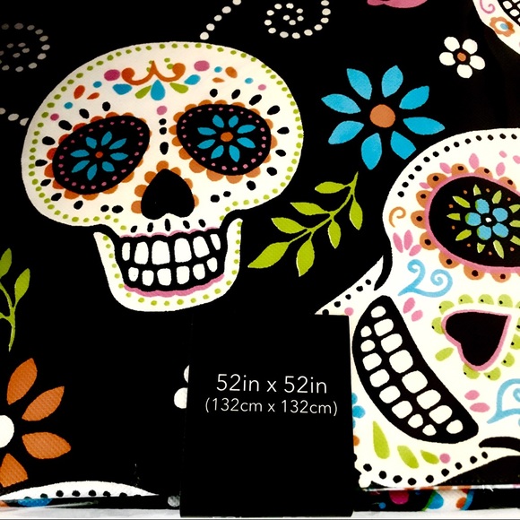 Day of the Dead Tablecloth 52x52 square Sugar Skull, - Picture 2 of 5